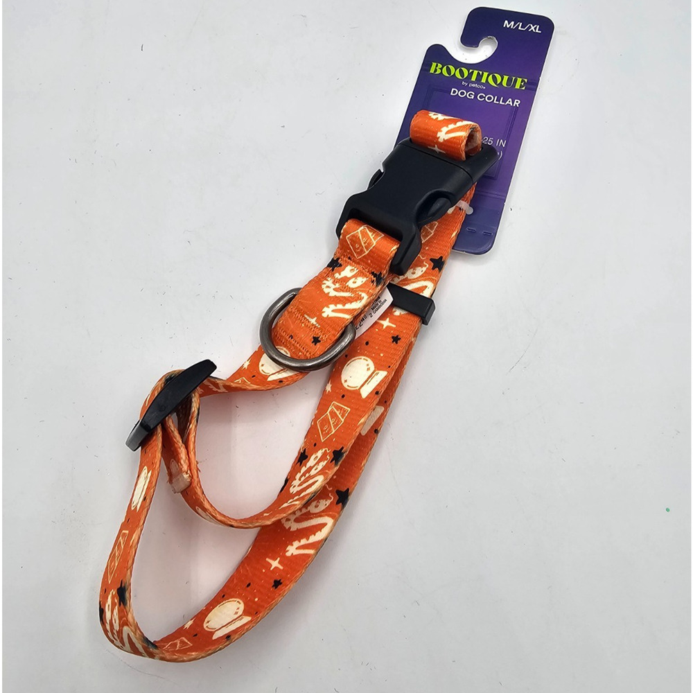 Bootique tarot-inspired Halloween dog collar in orange M/L/XL